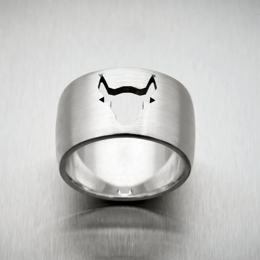 Wide Mens Ring with Bull Cut Out