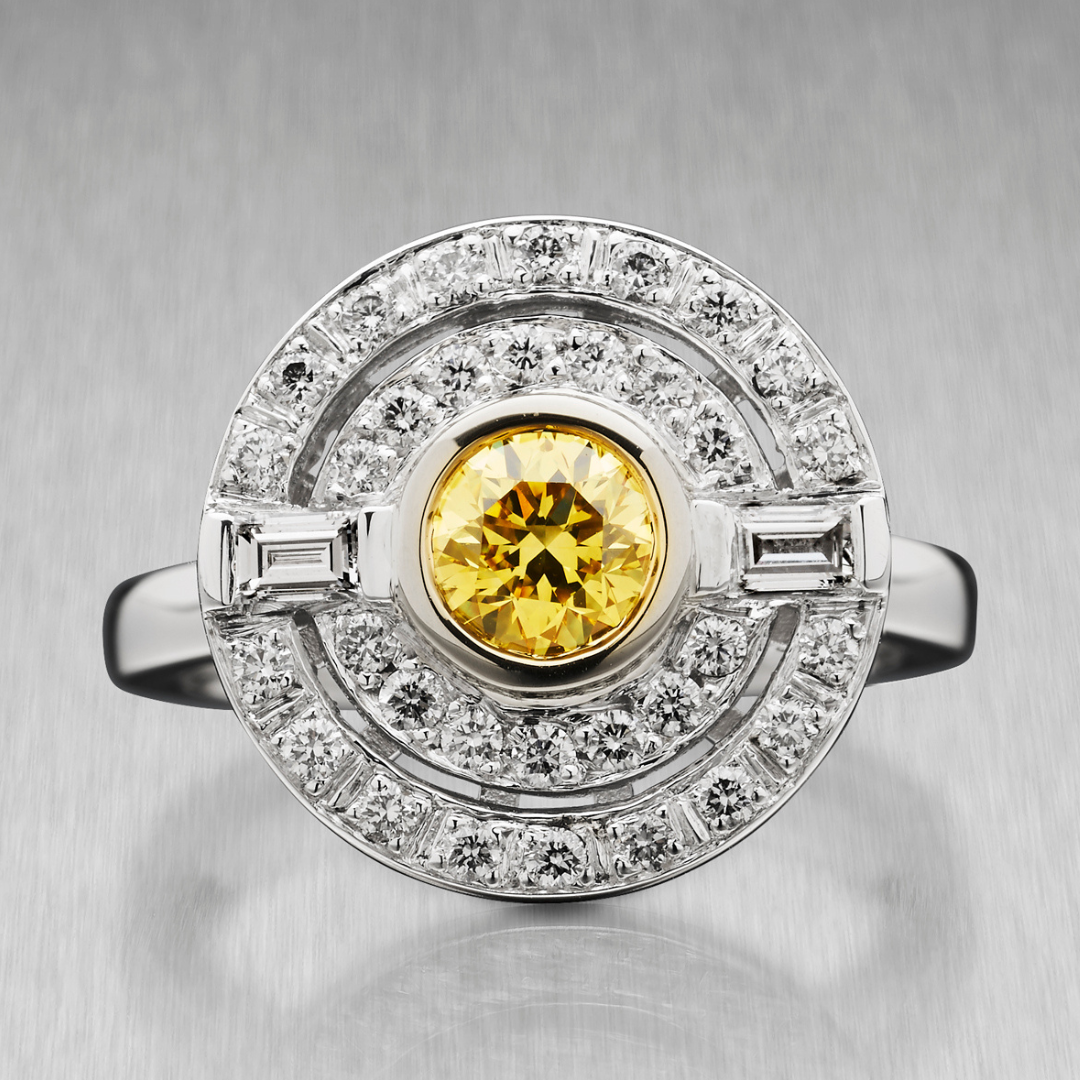 Yellow & White Diamond Cocktail Ring