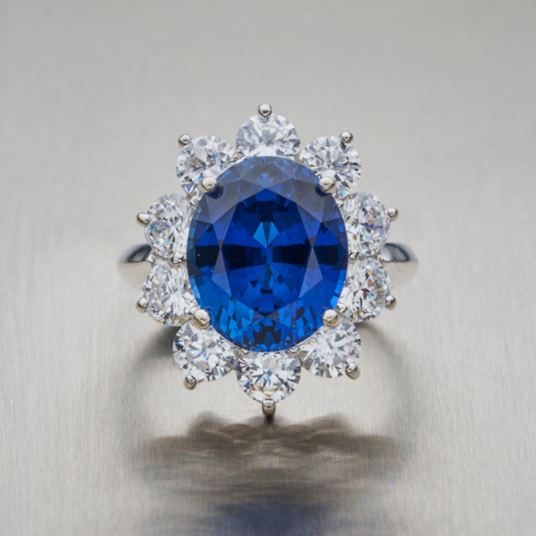 Sri Lankan Blue Sapphire & Diamond Ring