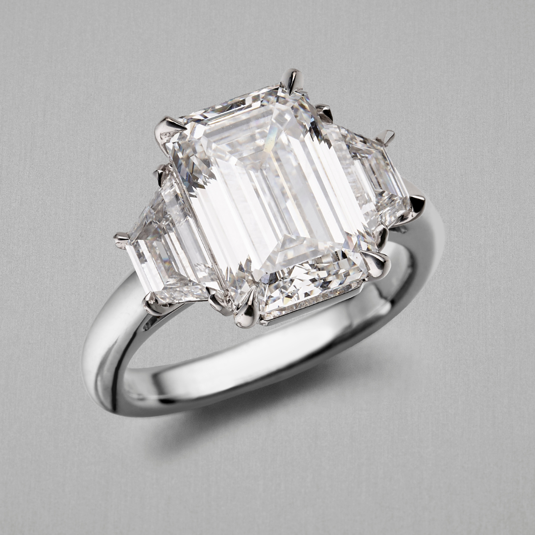 Emerald Cut Diamond Trilogy Ring